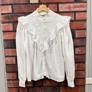 Sezane White Lace Blouse